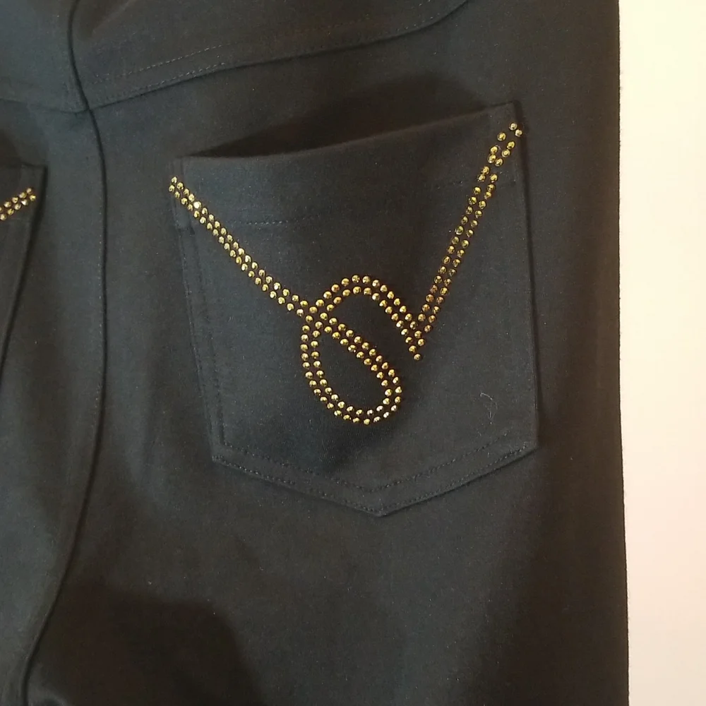 bebe faux 5 packet PDR Pants bling rhinestone gold sexy cute stretchy bottoms - Picture 3 of 7